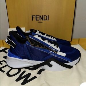 NEW FENDI ROMA BLUE FF ZUCCA LOGO SNEAKERS SHOES EU 8 US 9